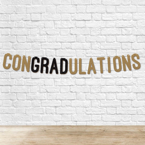 Congratulations Graduation Banner By KreateSquare 900 GSM Glitter Banner for University & College Grad Parties Graduation Celebration Decoration