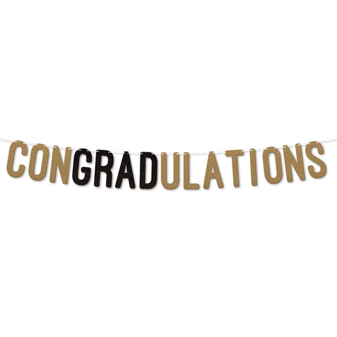 Congratulations Graduation Banner By KreateSquare 900 GSM Glitter Banner for University & College Grad Parties Graduation Celebration Decoration