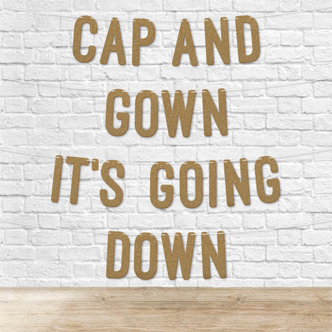 Cap and Gown It's Going Down Graduation Banner By KreateSquare 900 GSM Glitter Banner for University & College Grad Parties Graduation Celebration Decoration