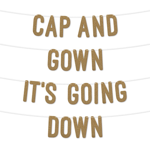 Cap and Gown It's Going Down Graduation Banner By KreateSquare 900 GSM Glitter Banner for University & College Grad Parties Graduation Celebration Decoration