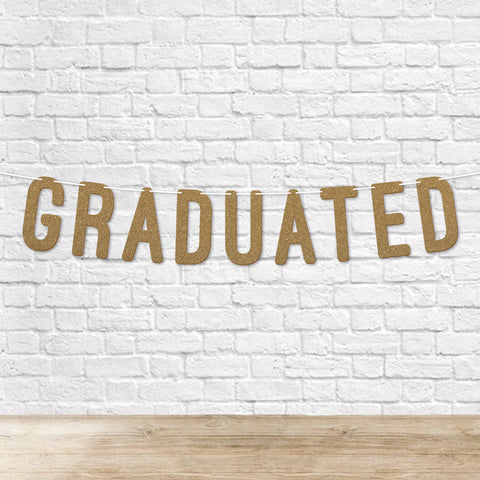 Graduation Banner By KreateSquare “Graduated” 900 GSM Glitter Banner for University & College Grad Parties Graduation Celebration Decoration