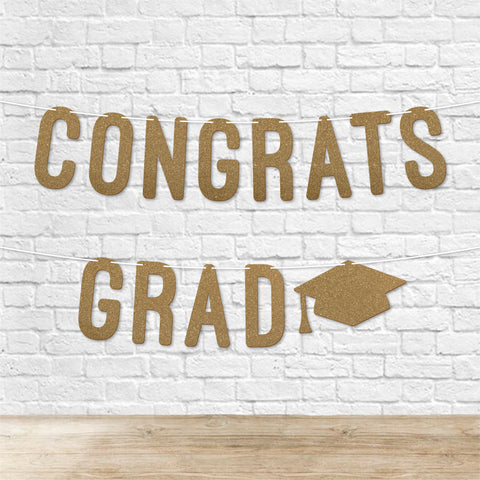 Congrats Grad Graduation Banner By KreateSquare 900 GSM Glitter Banner for University & College Grad Parties Graduation Celebration Decoration