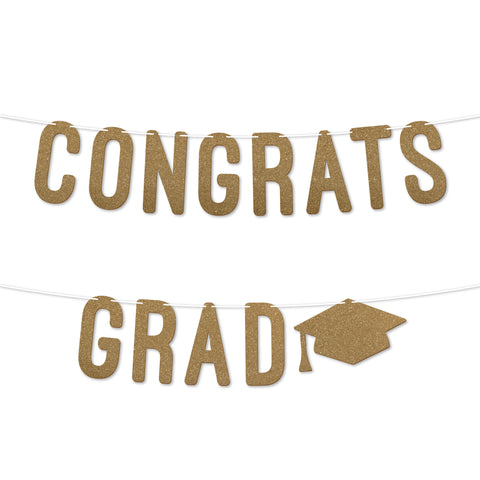 Congrats Grad Graduation Banner By KreateSquare 900 GSM Glitter Banner for University & College Grad Parties Graduation Celebration Decoration