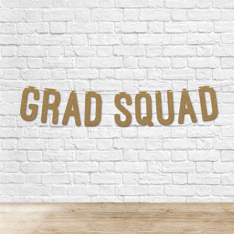 Grad Squad Graduation Banner By KreateSquare 900 GSM Glitter Banner for University & College Grad Parties Graduation Celebration Decoration