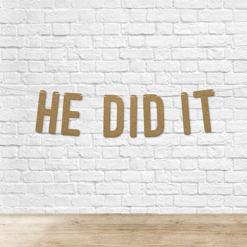 He Did It Graduation Banner By KreateSquare 900 GSM Glitter Banner for University & College Grad Parties Graduation Celebration Decoration