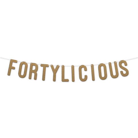 Fortylicious Glitter Banner By KreateSquare Happy 40th Birthday & Anniversary Décor Sparkling Milestone Party Decorations