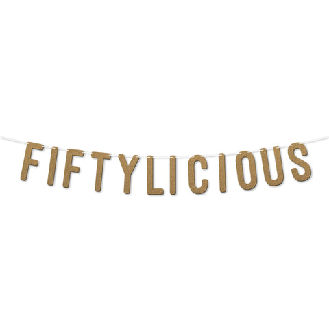 Fiftylicious Glitter Banner By KreateSquare Happy 50th Birthday & Anniversary Décor Sparkling Milestone Party Decorations