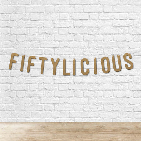 Fiftylicious Glitter Banner By KreateSquare Happy 50th Birthday & Anniversary Décor Sparkling Milestone Party Decorations