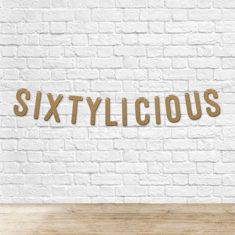 Sixtylicious Glitter Banner By KreateSquare Happy 60th Birthday & Anniversary Décor Sparkling Milestone Party Decorations