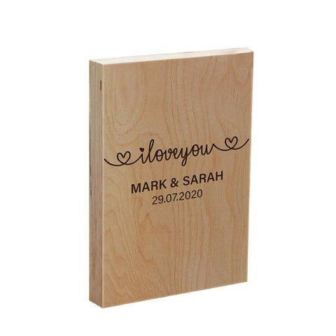 Personalised Wooden Frame Block By KreateSquare with Oak Wood Finish Engrave for Couple Ideal for Wedding Anniversary Gift