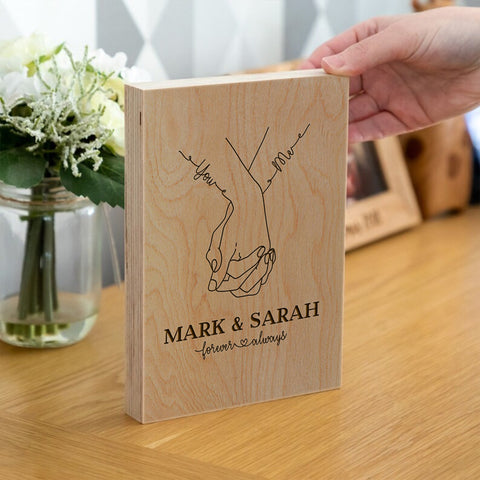 Custom Wooden Frame Block By KreateSquare with Oak Wood Finish Engrave Ideal for Couple Wedding Anniversary Gift