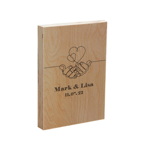 Personalised Wooden Frame Block By KreateSquare with Oak Wood Finish Engrave Ideal  for Couple Wedding Anniversary Birthday Gift