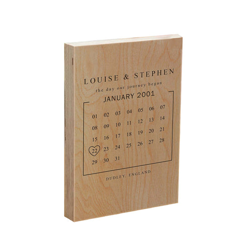 Custom Wooden Frame Block By KreateSquare with Oak Wood Finish Engrave for Couple Wedding Anniversary Gift