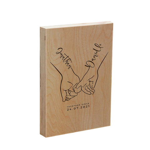 Custom Wooden Frame Block By KreateSquare with Oak Wood Finish Engrave for Couple Wedding Anniversary Christmas Gift