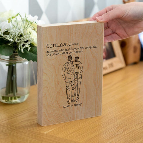 Personalised Wooden Frame Block By KreateSquare with Oak Wood Finish Engrave for Couple Wedding Anniversary Gift