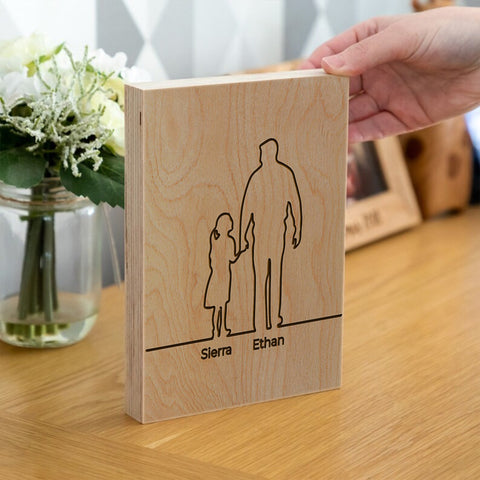 Personalised Wooden Frame Block By KreateSquare Oak Wood Finish Engrave Ideal for Father's Day Birthday Gift