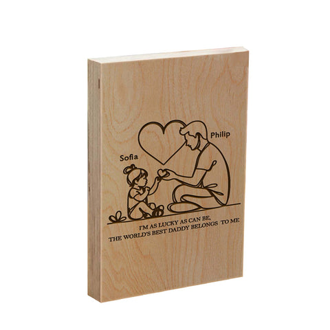 Personalised Wooden Frame Block By KreateSquare Oak Wood Finish Engrave for Best Grandad Gift | Father's Day Gift | Birthday Gift Any design