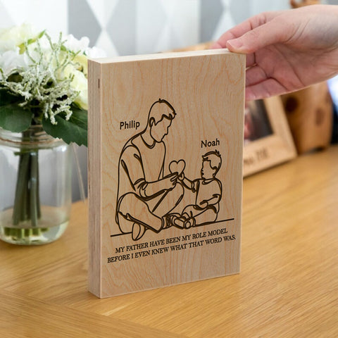 Custom Wooden Frame Block By KreateSquare Oak Wood Finish Engrave for Best Grandad Father's Day Birthday Gift Decoration