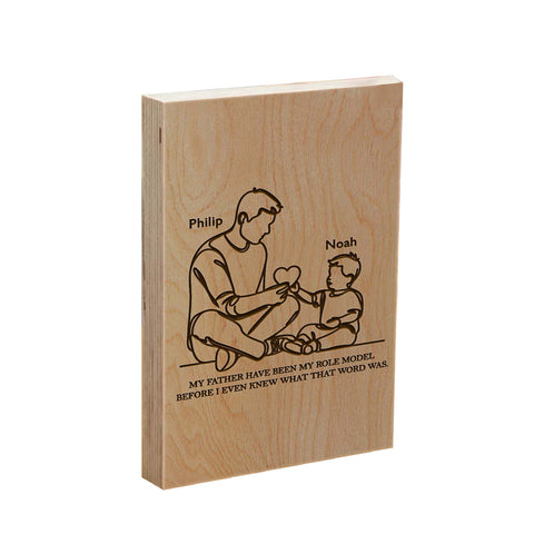 Custom Wooden Frame Block By KreateSquare Oak Wood Finish Engrave for Best Grandad Father's Day Birthday Gift Decoration