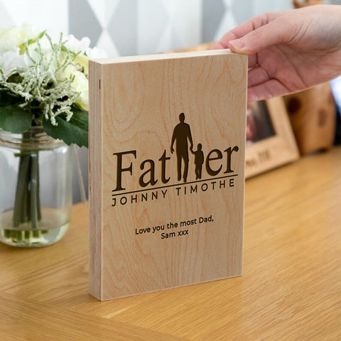 Personalised Wooden Frame Block By KreateSquare Oak Wood Finish Engrave for Best Grandad Father's Day Birthday Gift