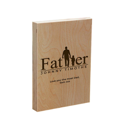 Personalised Wooden Frame Block By KreateSquare Oak Wood Finish Engrave for Best Grandad Father's Day Birthday Gift