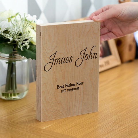 Personalised Wooden Frame Block By KreateSquare Oak Wood Finish Engrave for Best Dad Father's Day Birthday Custom Gift