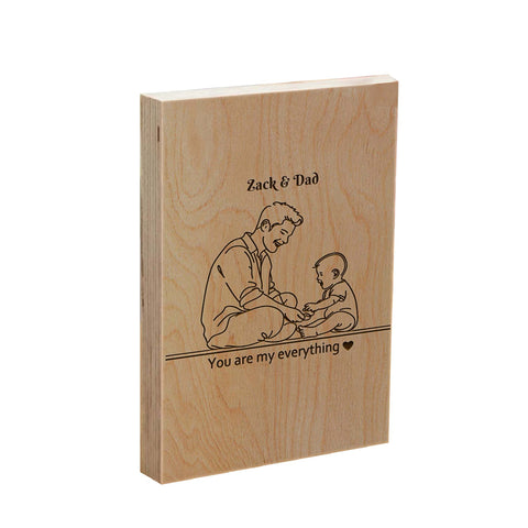 Personalised Wooden Frame Block By KreateSquare Oak Wood Finish Engrave Ideal Father's Day Birthday Gift Celebration