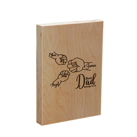 Personalised Wooden Frame Block By KreateSquare Best Dad Oak Wood Finish Engrave Ideal Father's Day Birthday Gift Perfect Study Decoration