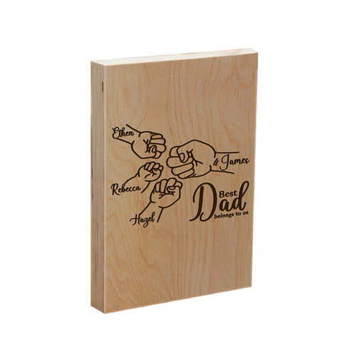 Custom Wooden Frame Block By KreateSquare Oak Wood Finish Engrave for Best Dad Father's Day Birthday Gift Perfect Study Decoration