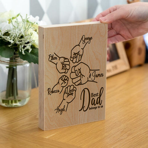 Personalised Wooden Frame Block for Dad By KreateSquare Oak Wood Finish Engrave for Best Dad Father's Day Birthday Gift