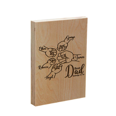 Personalised Wooden Frame Block for Dad By KreateSquare Oak Wood Finish Engrave for Best Dad Father's Day Birthday Gift