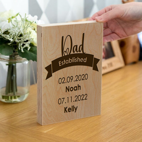 Custom Wooden Frame Block for Father By KreateSquare Oak Wood Finish Engrave for Best Dad Father's Day Birthday Gift