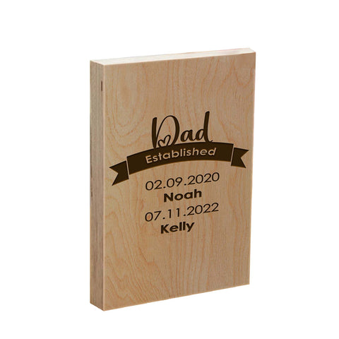 Custom Wooden Frame Block for Father By KreateSquare Oak Wood Finish Engrave for Best Dad Father's Day Birthday Gift