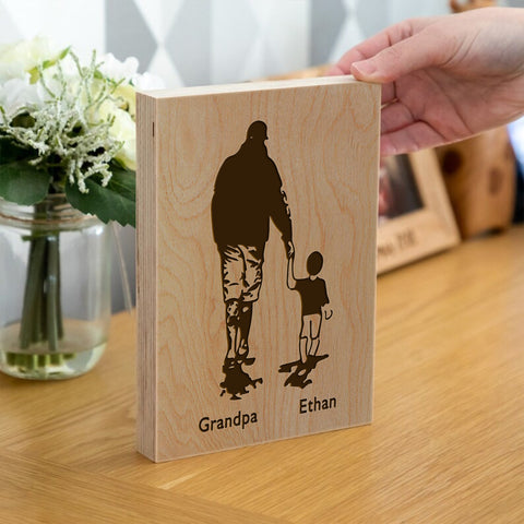 Personalised Wooden Frame Block By KreateSquare Oak Wood Finish Engrave for Best Dad Father's Day Birthday Gift Study Decoration