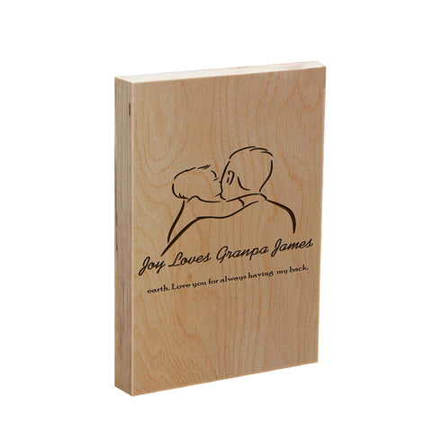 Personalised Wooden Frame Block for  Grandpa By KreateSquare Oak Wood Finish Engrave for Best Dad Father's Day Birthday Gift