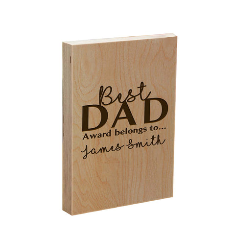 Personalised Wooden Frame Block By KreateSquare Oak Wood Finish Engrave for Best Dad Father's Day Birthday Gift Dad Study Decoration