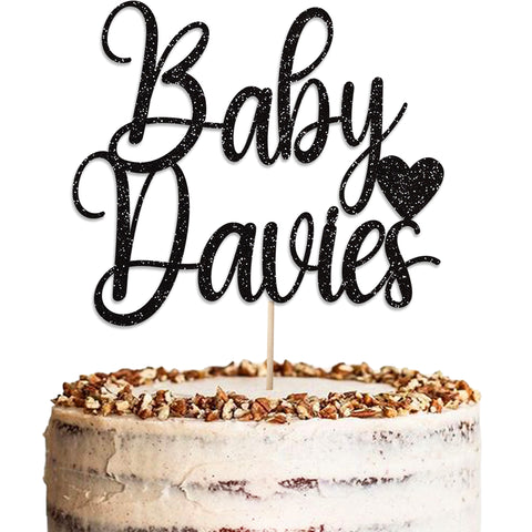 Personalised Baby Shower Glitter Cake Topper by KreateSquare | Custom Colour Any Name Premium 950 GSM Glitter