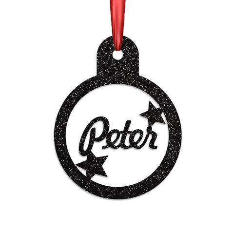 Personalised Christmas Bauble By KreateSquare 950 GSM Double Sided Glitter Xmas Tree Decoration Custom Name Baubles - Name Tag Design