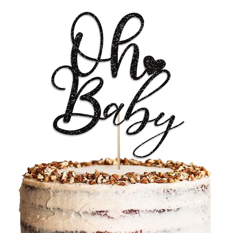 Oh Baby Baby Shower Glitter Cake Topper by KreateSquare | Variety of Colour Available Premium 950 GSM Glitter Finish