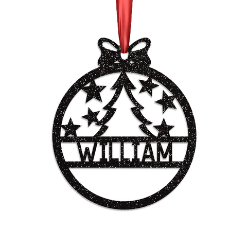 Personalised Christmas Bauble By KreateSquare 950 GSM Double Sided Glitter Xmas Tree Decoration Custom Name Baubles - Christmas Tree Design