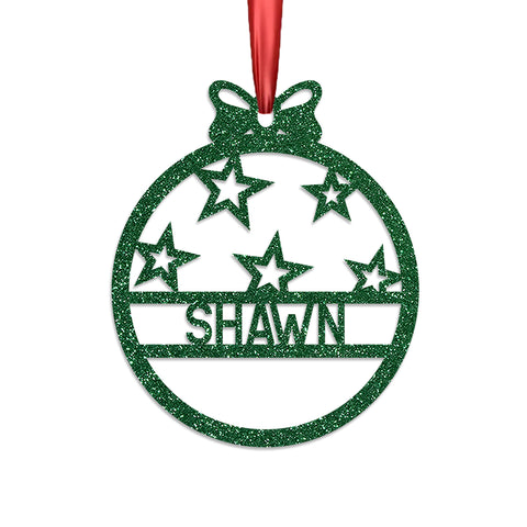 Personalised Christmas Bauble By KreateSquare 950 GSM Double Sided Glitter Xmas Tree Decoration Custom Name Baubles - Christmas Star Design