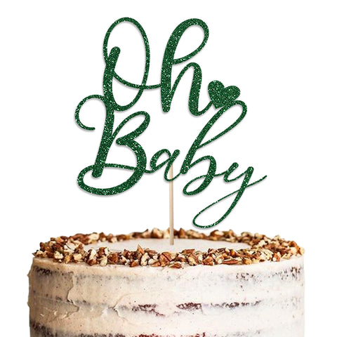 Oh Baby Baby Shower Glitter Cake Topper by KreateSquare | Variety of Colour Available Premium 950 GSM Glitter Finish