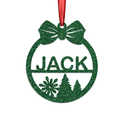 Personalised Christmas Bauble By KreateSquare 950 GSM Double Sided Glitter Xmas Tree Decoration Custom Name Baubles - Flower Xmas Tree Design