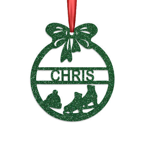 Personalised Christmas Bauble By KreateSquare 950 GSM Double Sided Glitter Xmas Tree Decoration Custom Name Baubles - Shoes & Hat Design