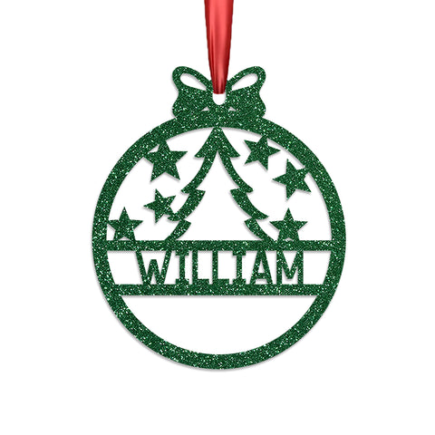 Personalised Christmas Bauble By KreateSquare 950 GSM Double Sided Glitter Xmas Tree Decoration Custom Name Baubles - Christmas Tree Design