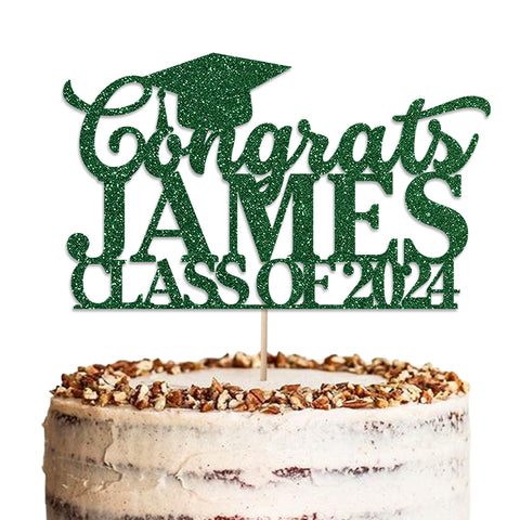 Personalised Graduation Glitter Cake Topper by KreateSquare | Custom Colour Any Name Premium 950 GSM Glitter Finish