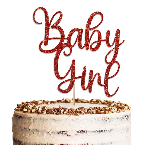 Baby Girl Baby Shower Glitter Cake Topper by KreateSquare | Variety of Colour Available Premium 950 GSM Glitter Finish