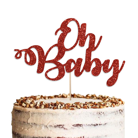 Baby Shower Oh Baby Glitter Cake Topper by KreateSquare | Variety of Colour Available Premium 950 GSM Glitter Finish