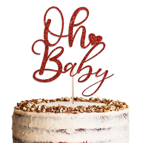 Oh Baby Baby Shower Glitter Cake Topper by KreateSquare | Variety of Colour Available Premium 950 GSM Glitter Finish