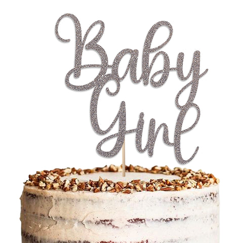 Baby Girl Baby Shower Glitter Cake Topper by KreateSquare | Variety of Colour Available Premium 950 GSM Glitter Finish